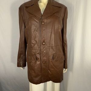 Vintage 1970s Sears “The Leather Shop” Genuine Leather Car Coat – Made in Korea